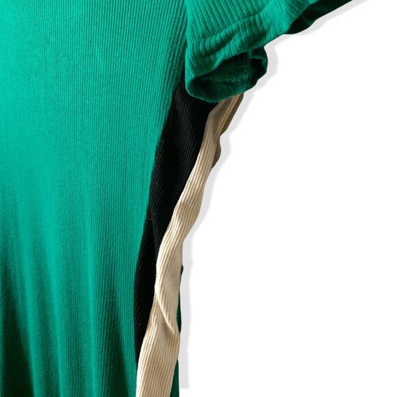 Charlotte Russe Green Long Ribbed T-Shirt Black and White Stripes Medium - Picture 3 of 6